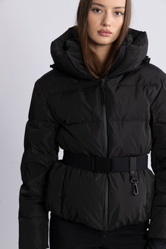 Emily Down Belt Jacket - Black