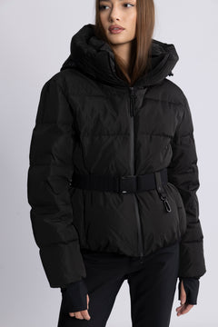 Emily Down Belt Jacket - Black