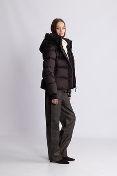 Angelika Down Puffer Jacket - Brown