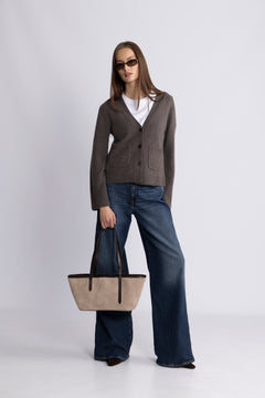Liz Cashmere Knit Cardigan - Brown Melange