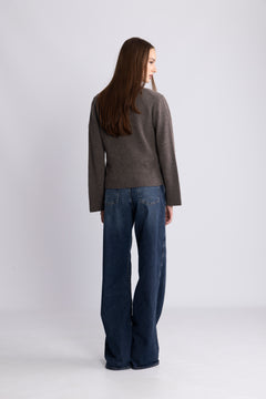 Liz Cashmere Knit Cardigan - Brown Melange