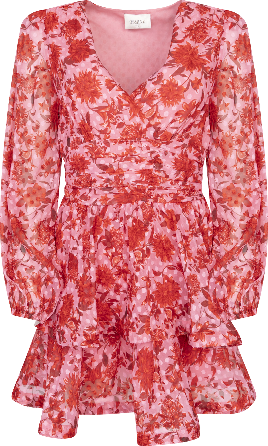 Jade Wave Flower Dot Dress - Flower Red