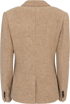 Slim Wool Blend Herringbone Blazer - Roasted Walnut