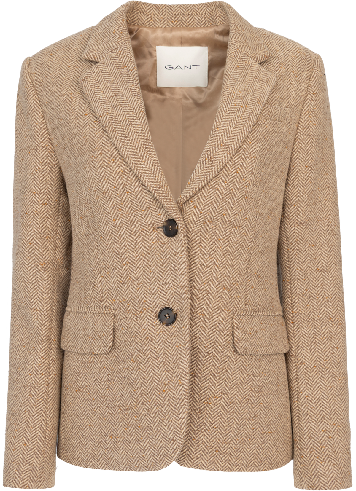 Slim Wool Blend Herringbone Blazer - Roasted Walnut