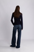 Marte LS Rib Polo Knit - Navy