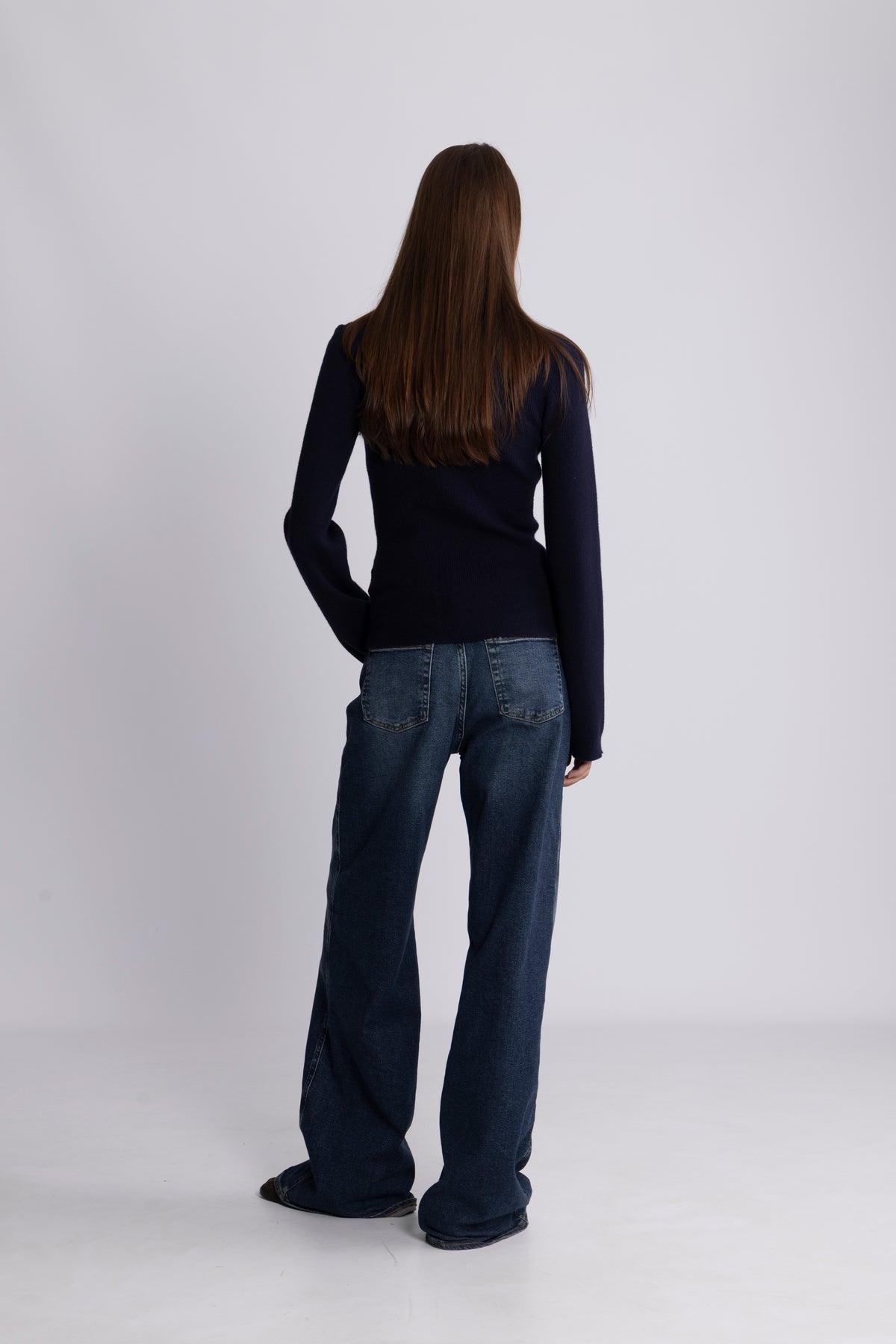 Marte LS Rib Polo Knit - Navy
