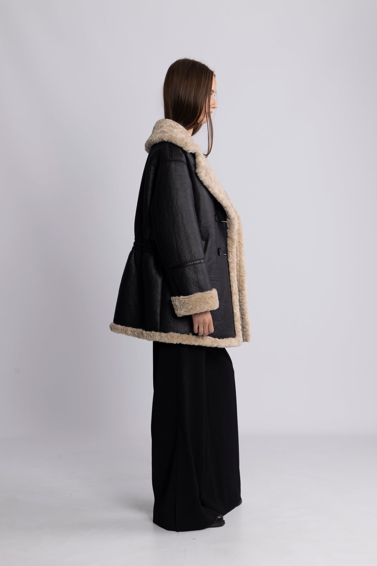 Marta Shearlingjacka - Svart/Creme