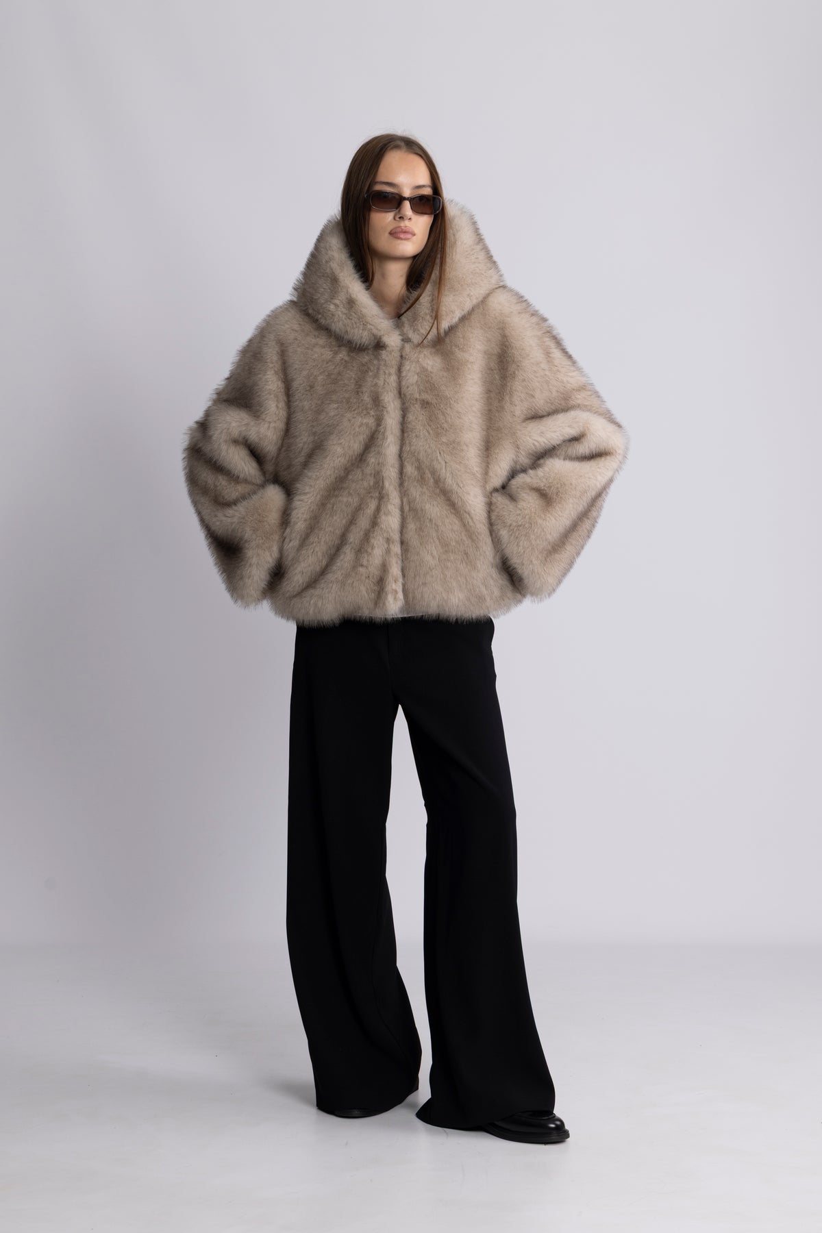 Astrid Faux Fur Jacket - Beige