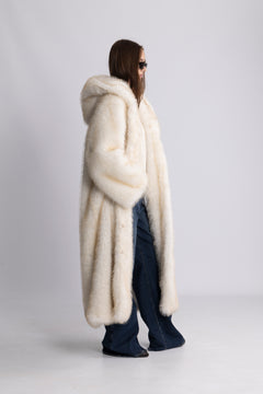 Astrid Faux Fur Coat - Creme