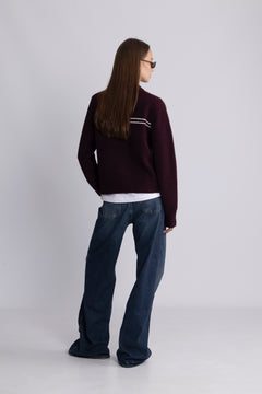 Lisa Stitch Pocket Cardigan - Wine