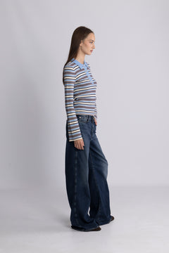 Marte Ls Stripe Polo - Blue