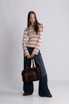 Marte Ls Stripe Polo - Pink