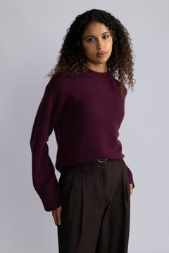 Lulu Ls Knit Half Zip - Fig Melange