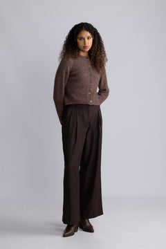 Sia Ras Ls Knit Cropped Cardigan - Fungi