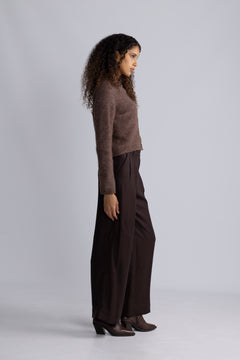 Sia Ras Ls Knit Cropped Cardigan - Fungi