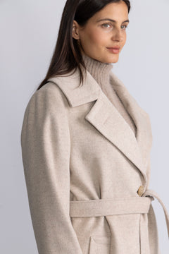 Cashmere Coat W Clareta Belt Midi - Champagne Beige