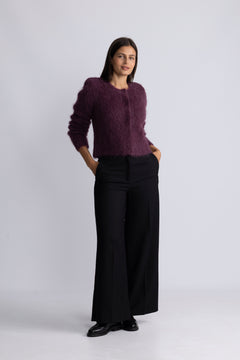 Hairy Knit Jacket - Burgundy