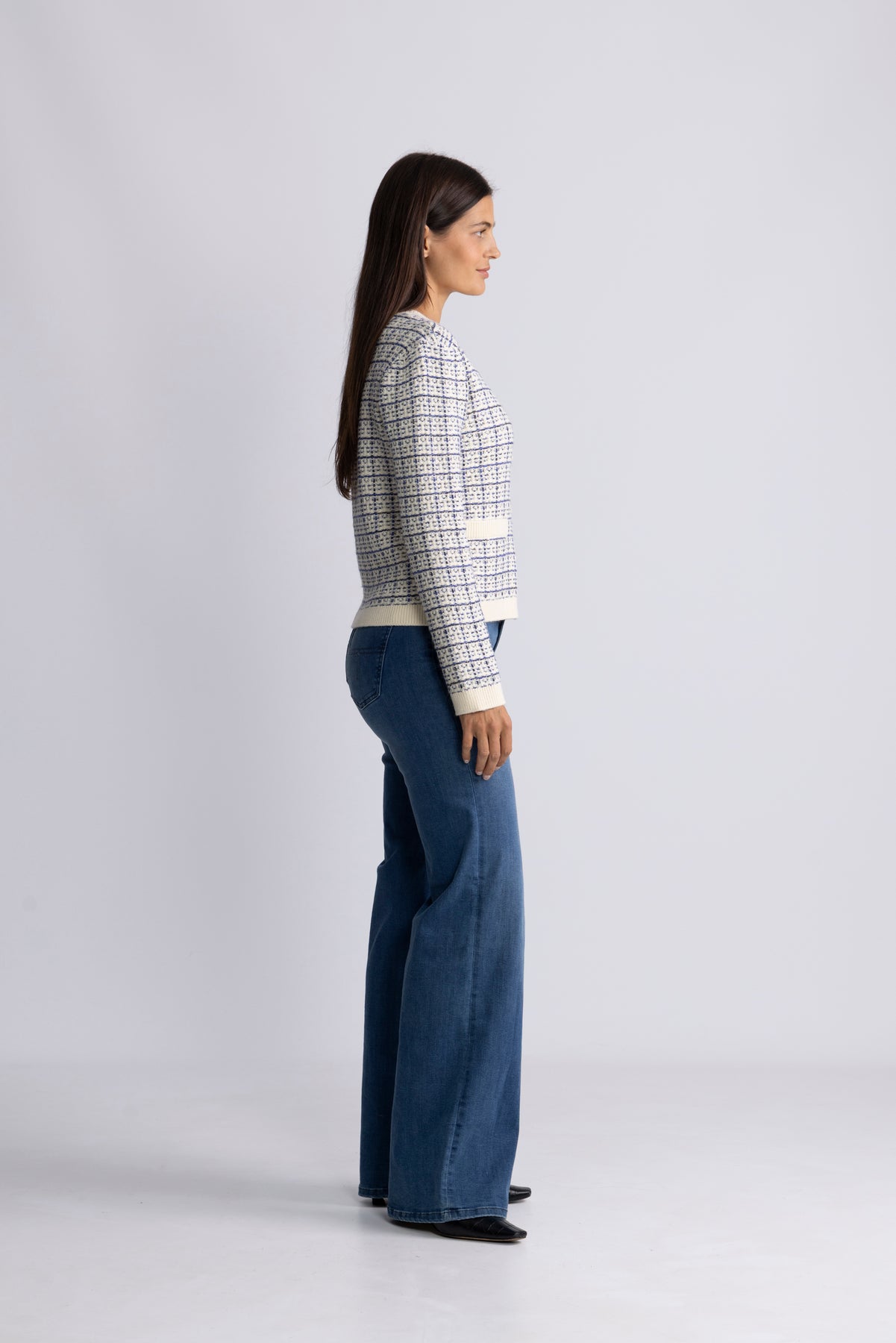 Yaslivia Ls Short Knit Kofta - Birch Dazzling Blue