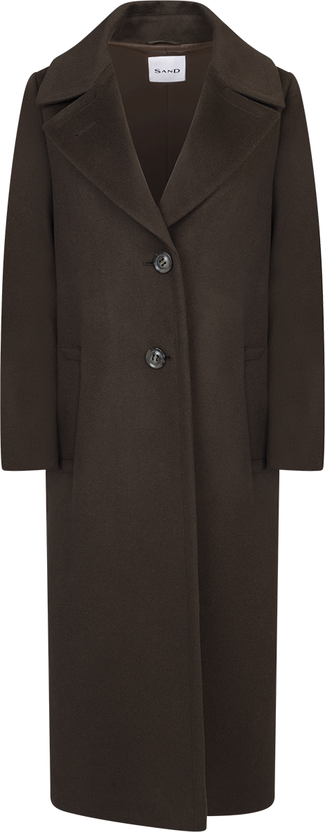 Cashmere Coat W Clareta Long - Mörkbrun