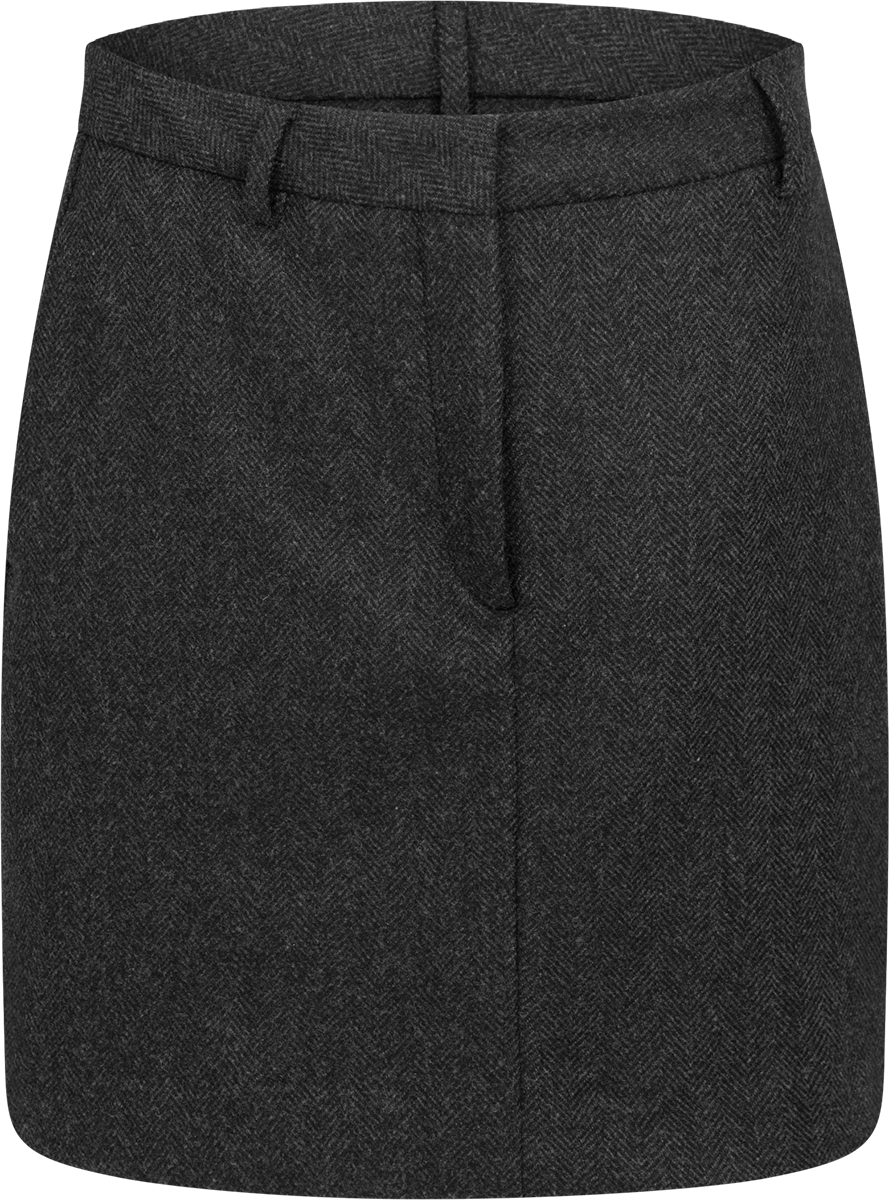 Kaya-Elin ullblandad kjol - Svart fiskbensmönster