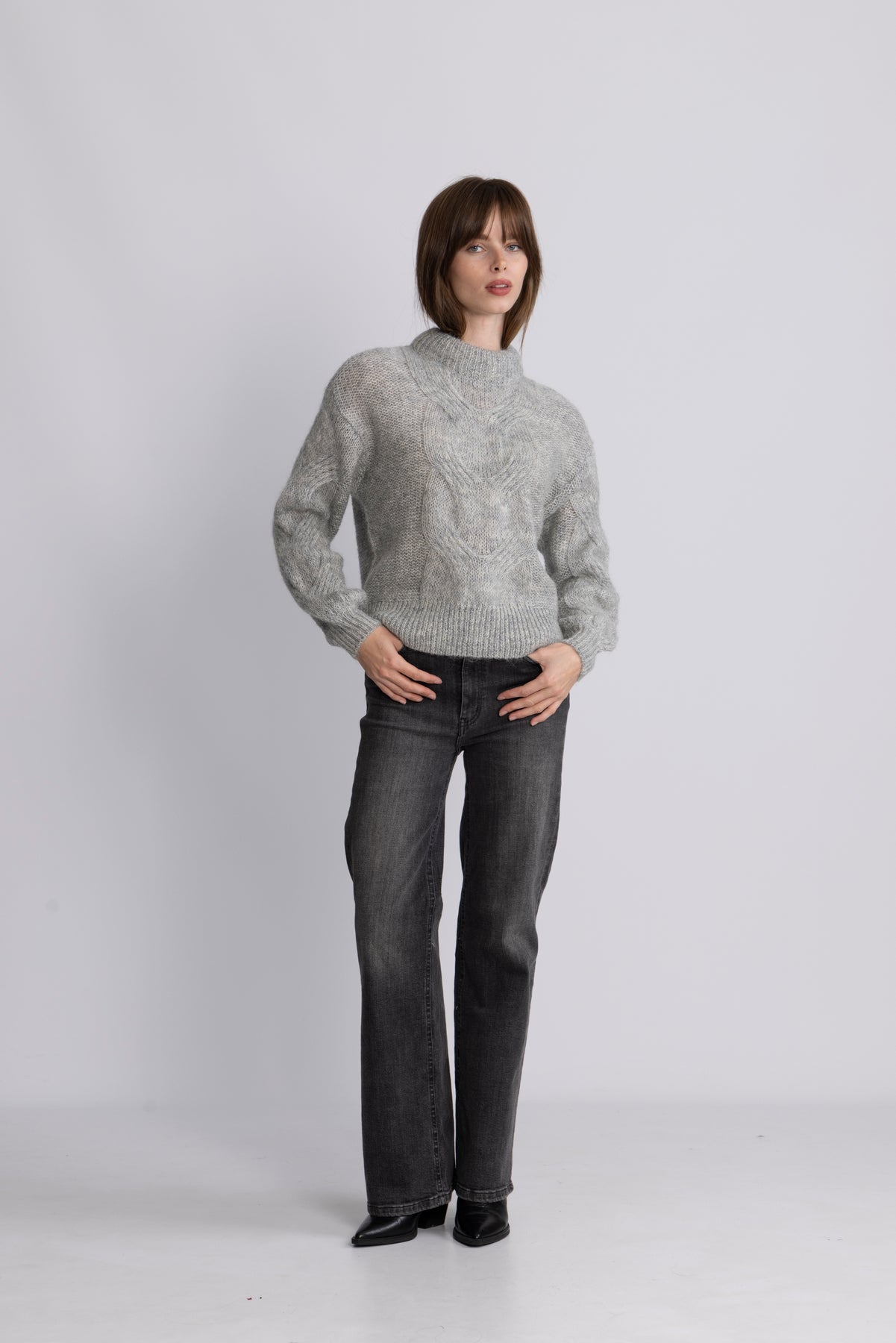 Yasluris Ls Wool Blend Knit Pullover - Ljusgrå Melange