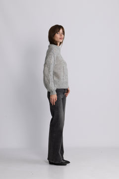 Yasluris Ls Wool Blend Knit Pullover New - Light Grey Melange