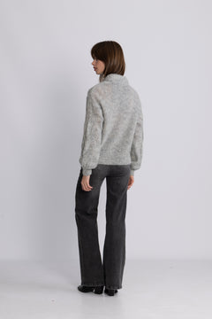 Yasluris Ls Wool Blend Knit Pullover New - Light Grey Melange