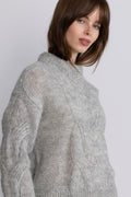 Yasluris Ls Wool Blend Knit Pullover - Ljusgrå Melange