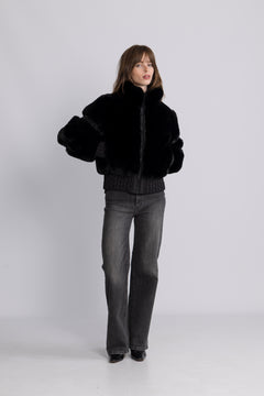 Furry Ski Jacket - Black