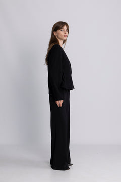 Darla Ls Knit Button Cardigan Ex - Black