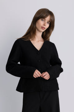 Darla Ls Knit Button Cardigan Ex - Black