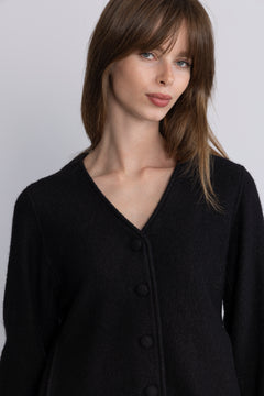 Darla Ls Knit Button Cardigan Ex - Black