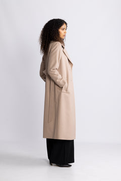 Cashmere Coat W Clareta Belt Long - Light Camel