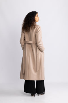 Cashmere Coat W Clareta Belt Long - Light Camel