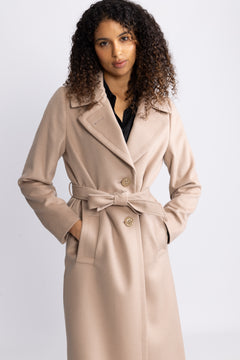Cashmere Coat W Clareta Belt Long - Light Camel