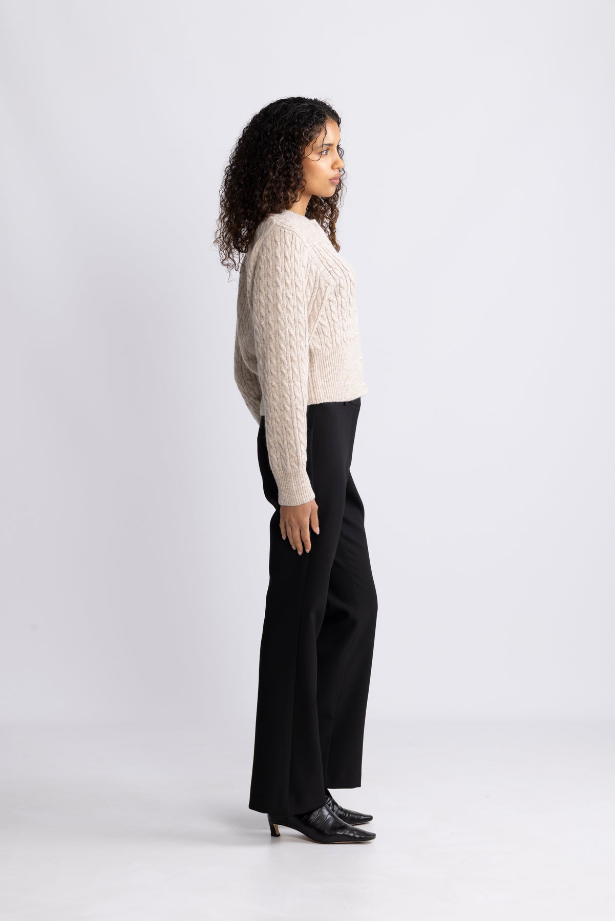 Pammie Cardigan - Beige Speckle Melange