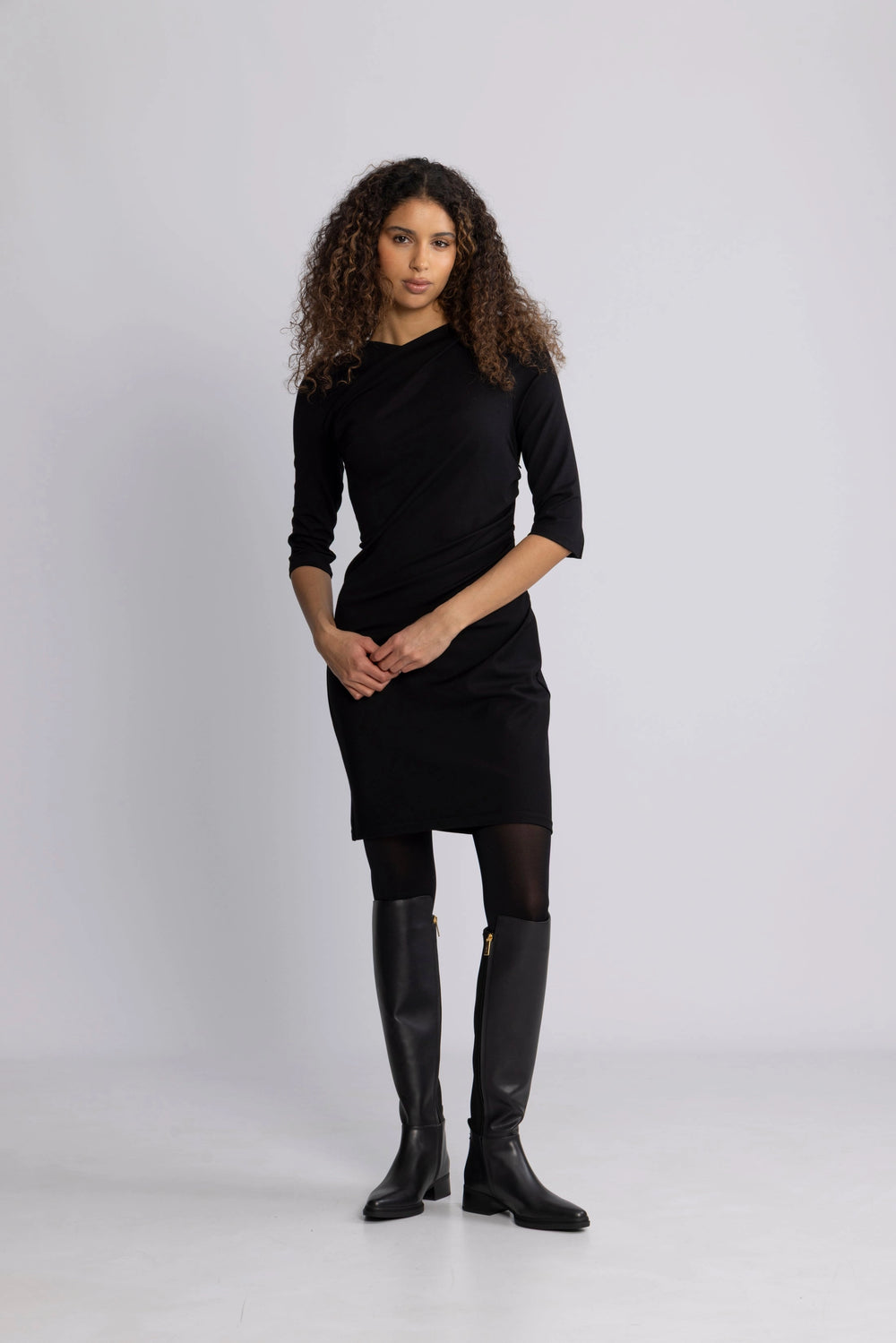 Ira-Carolina 3/4 Short Dress - Black