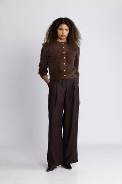 Yasmey Ls Knit Cardgian - Hot Fudge