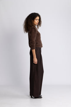 Yasmey Ls Knit Cardgian - Hot Fudge