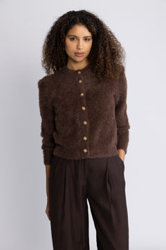Yasmey Ls Knit Cardgian - Hot Fudge