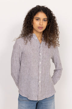 Woven-Sport Shirt - Dark Brown/White