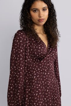 N-Lilith Dress - Dwyn Burgundy Print