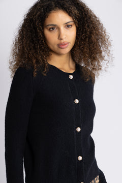 Boucle C-Neck Cardigan - Black