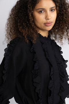 Cally Frill Shirt - Black