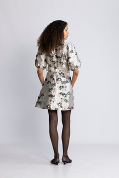 Benadotte Mini Dress - Green Flower