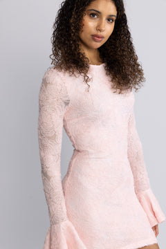 Mesh Frill Mini Dress - Orchid Ice
