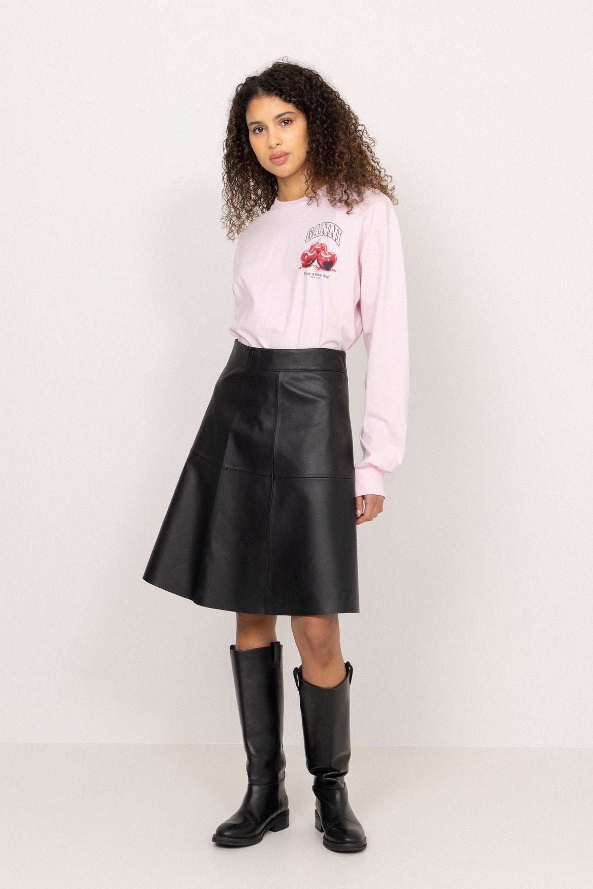 Smooth Leather Stelly Skirt - Svart