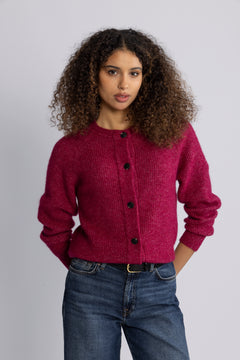 Lulu Ls Knit Short Cardigan - Anemone Melange