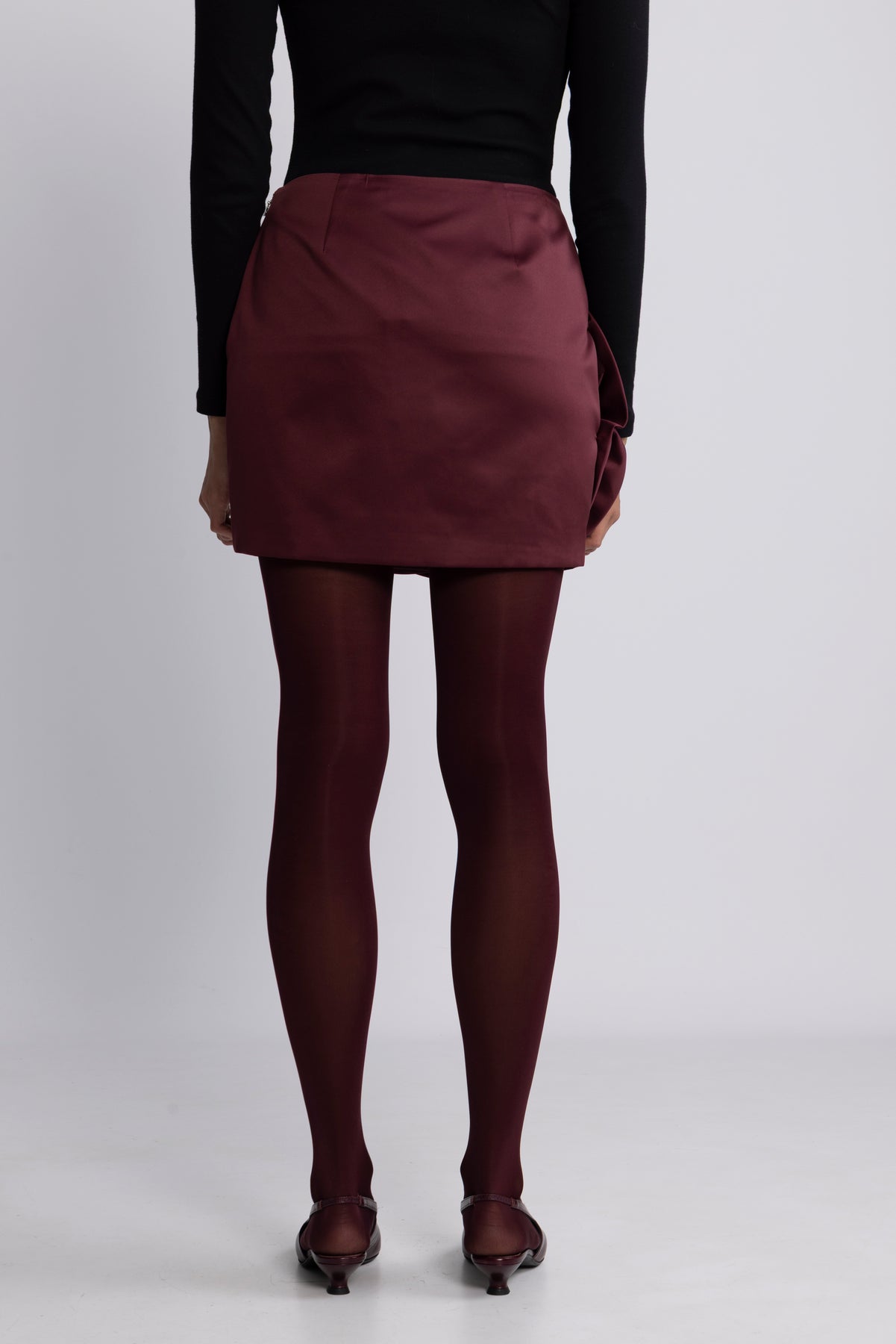 ROTATE Birger Christensen Satin Big Flower Skirt - Zinfandel