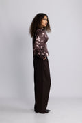 N-Lilith Ls Topp - Dena Burgundy Print